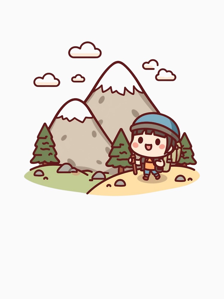 Cute Mountain Hiker Illustration – Kawaii Hiking Adventure Art by Activity01