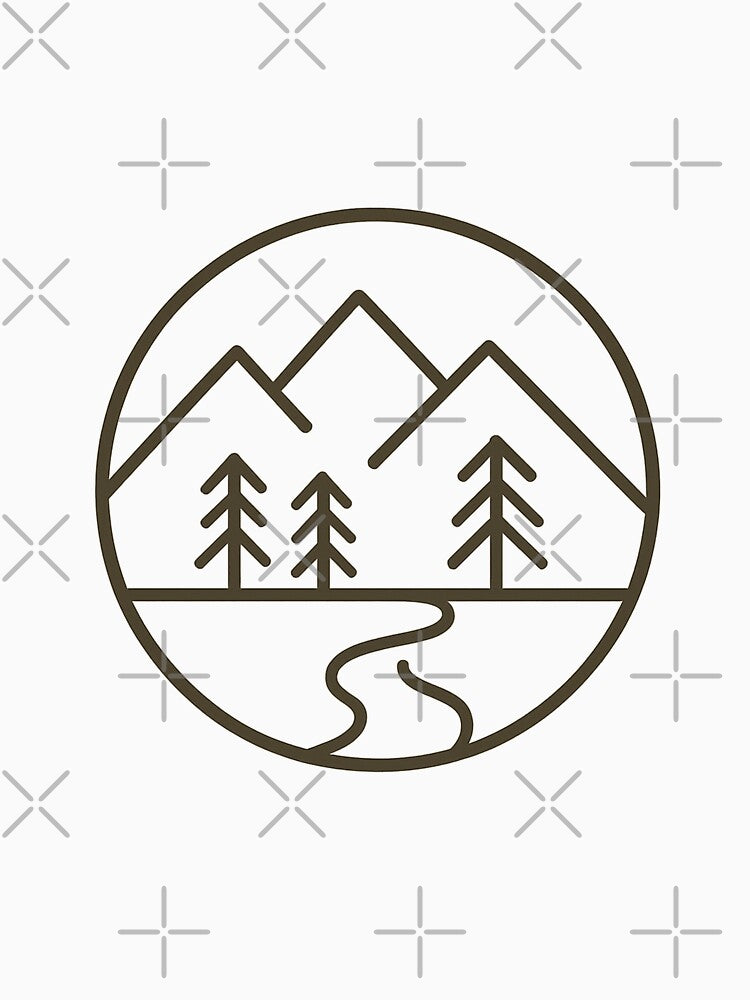 Minimalist Mountain Line Art – Outdoor Adventure Badge by Bratak