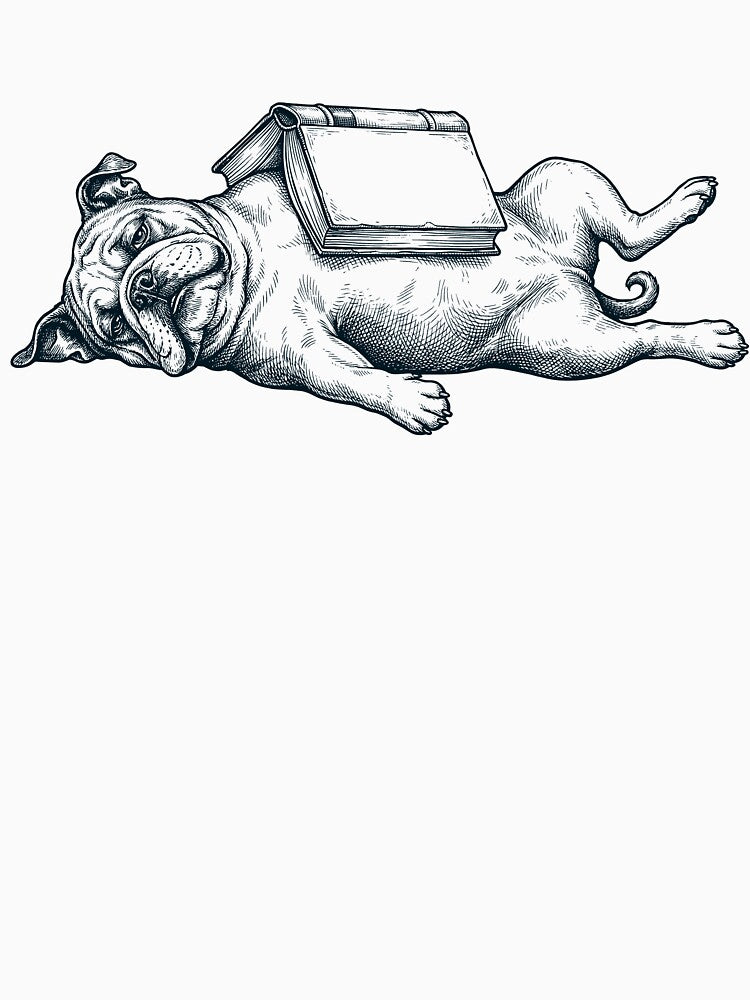 Funny Bulldog Reading Book Nap Dog Lover by DoodleTortle
