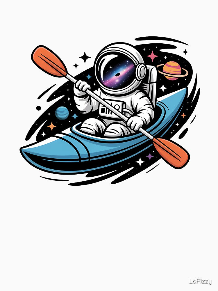 Astronaut Canoe in Space - Cool Astronomy T-Shirt by LoFizzy