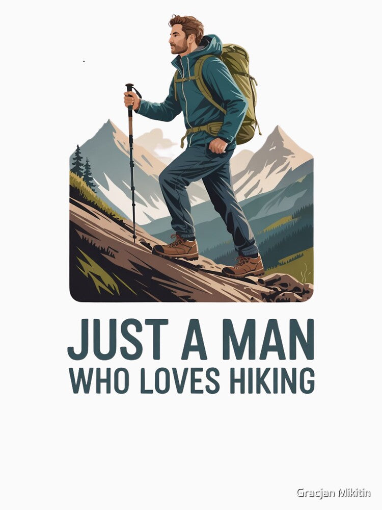Just a Man Who Loves Hiking - Minimalist Pastel Design by Gracjan Mikitin