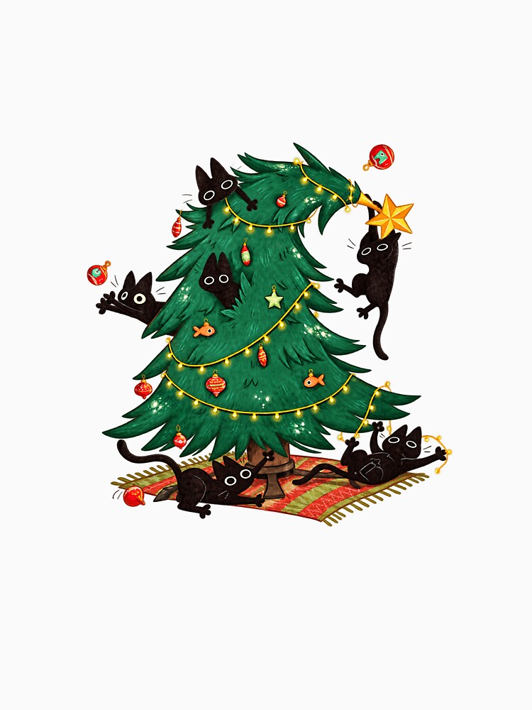 Christmas Tree And Black Cat by MurillaJeremy