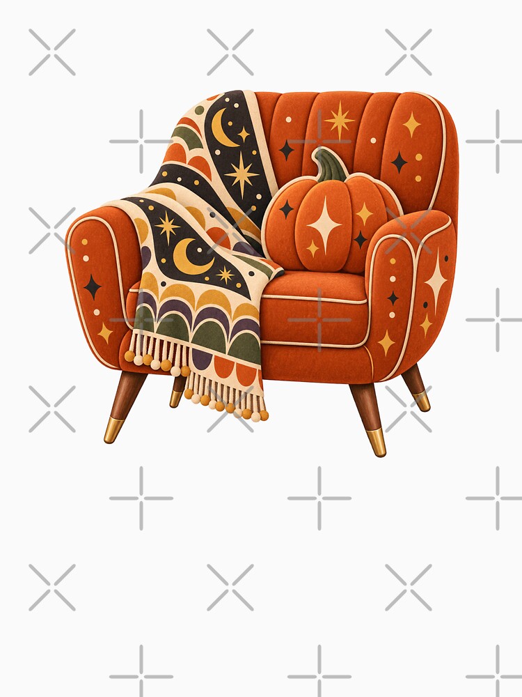 Retro Cozy Halloween Pumpkin Armchair by AliAltinelArt