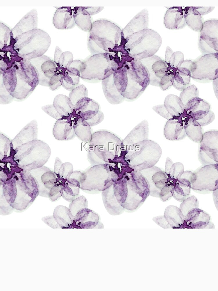 Purple and Gray Watercolor Flowers by Kara Draws