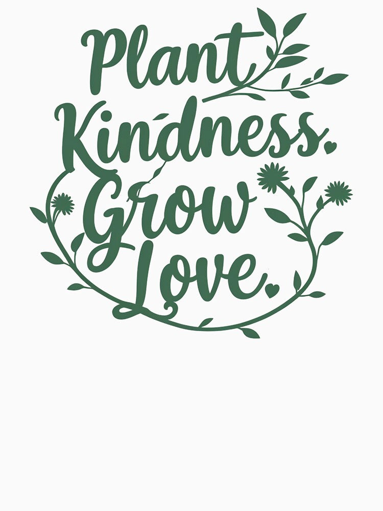 Plant Kindness Grow Love T-Shirt and other merchs - Botanical Quote Design, Gardening Gift Idea, Nature Lover Apparel and more by Typography Prints
