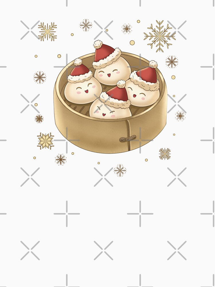 Cute Christmas Dumplings | Smiling Santa Hat Food Design by Xatutik.art