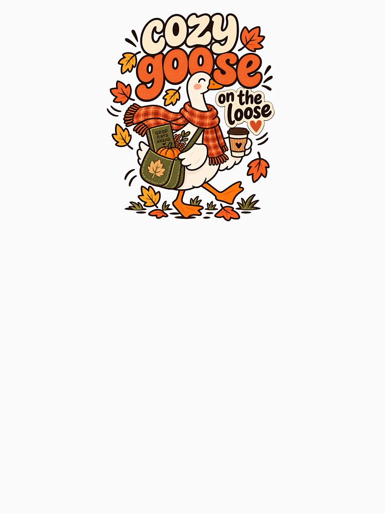 Cute Autumn Goose with Coffee & Scarf Artwork by Little Joy Market