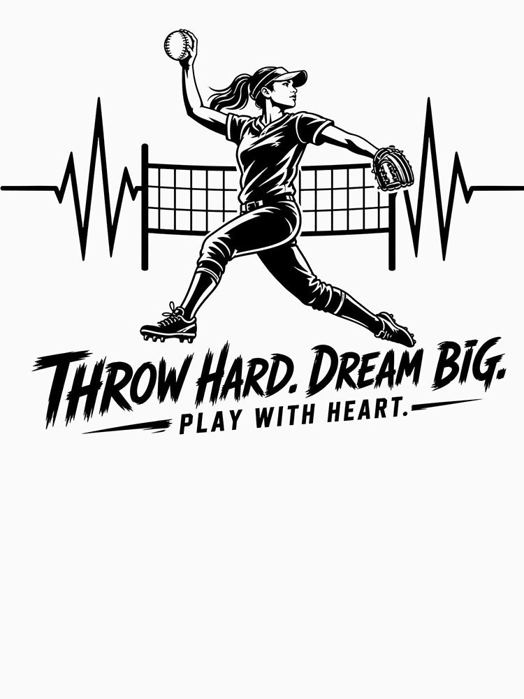 Softball Throw Hard Dream Big | Softball Heartbeat Design For Softball Player by StyxIND