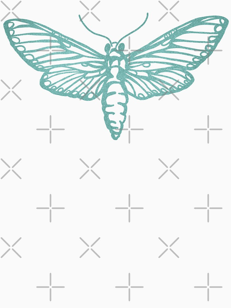 Teal Moth Line Art by CuriousBloom