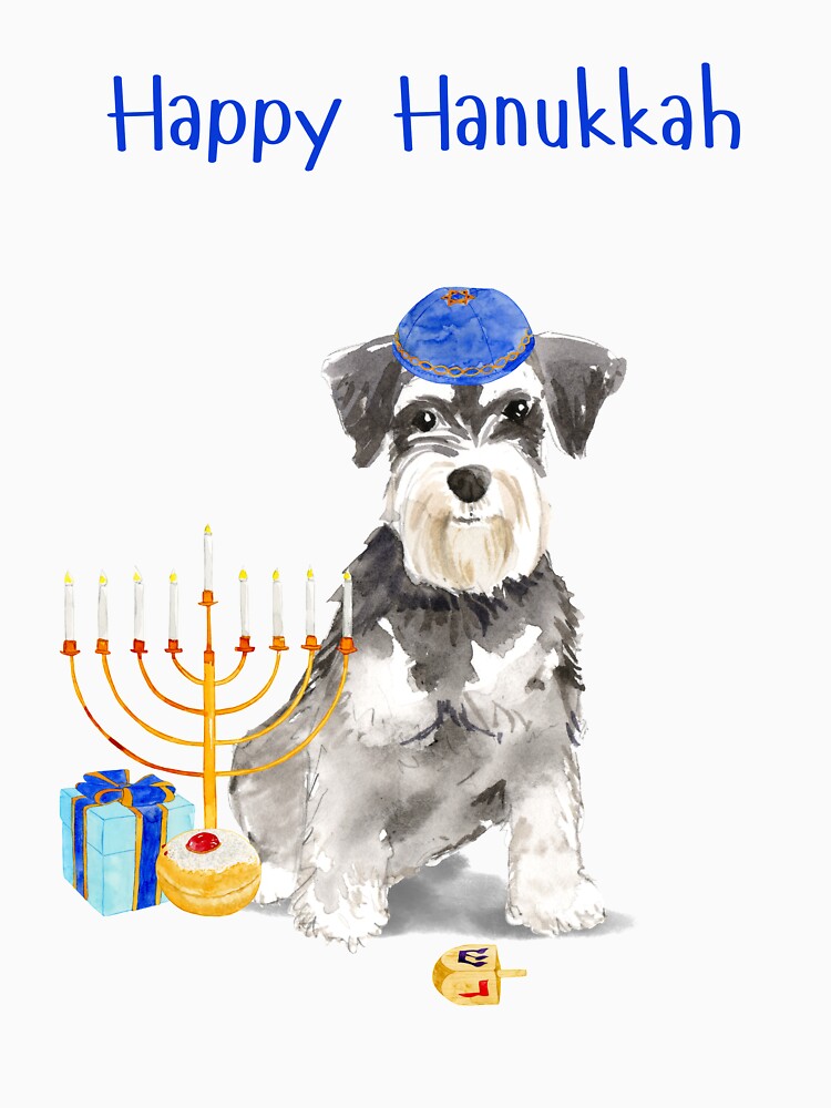 Happy Hanukkah with Schnauzer Dog by thekosherhub