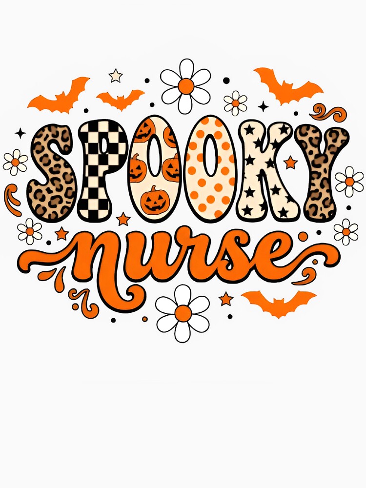 Spooky Nurse Halloween, Cute Nurse Halloween, Ghost Pumpkin Bat Nurse Retro Gift by Zizo-DR44