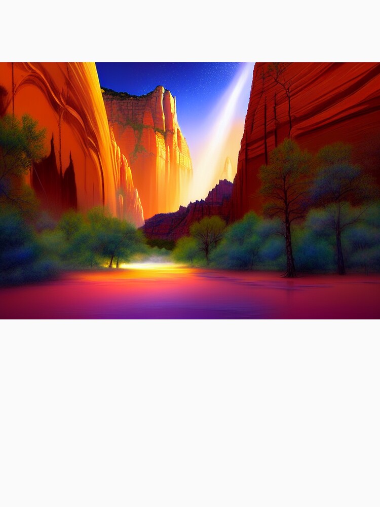 Zion National Park Ethereal digital painting with Dramatic Coloring 2 , Sandstone Cliffs by DiatomDesigns