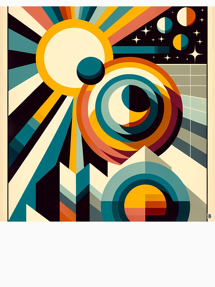 Geometric Sun and Moon Abstract by InkSmithery