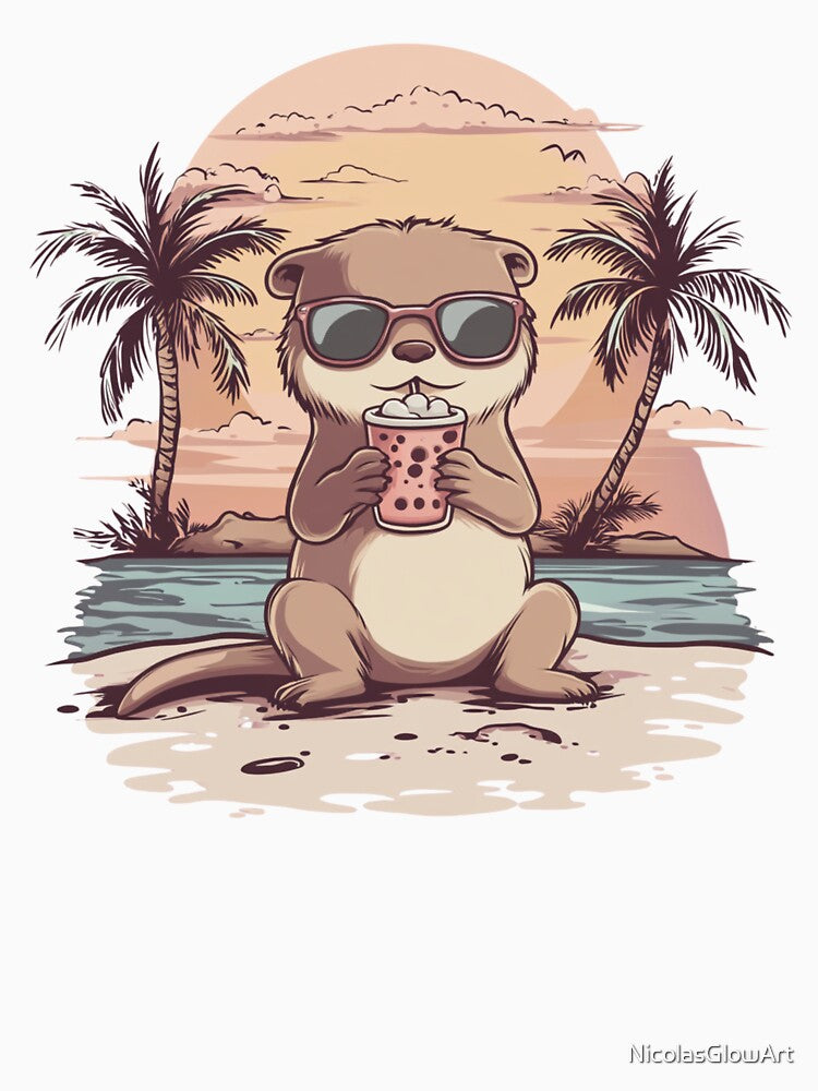 Otter and Island by NicolasGlowArt