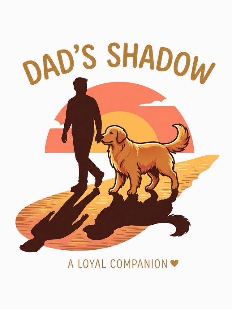 Dad's Shadow Golden Retriever Dog Dad Emotional T-Shirt by Ashley critters