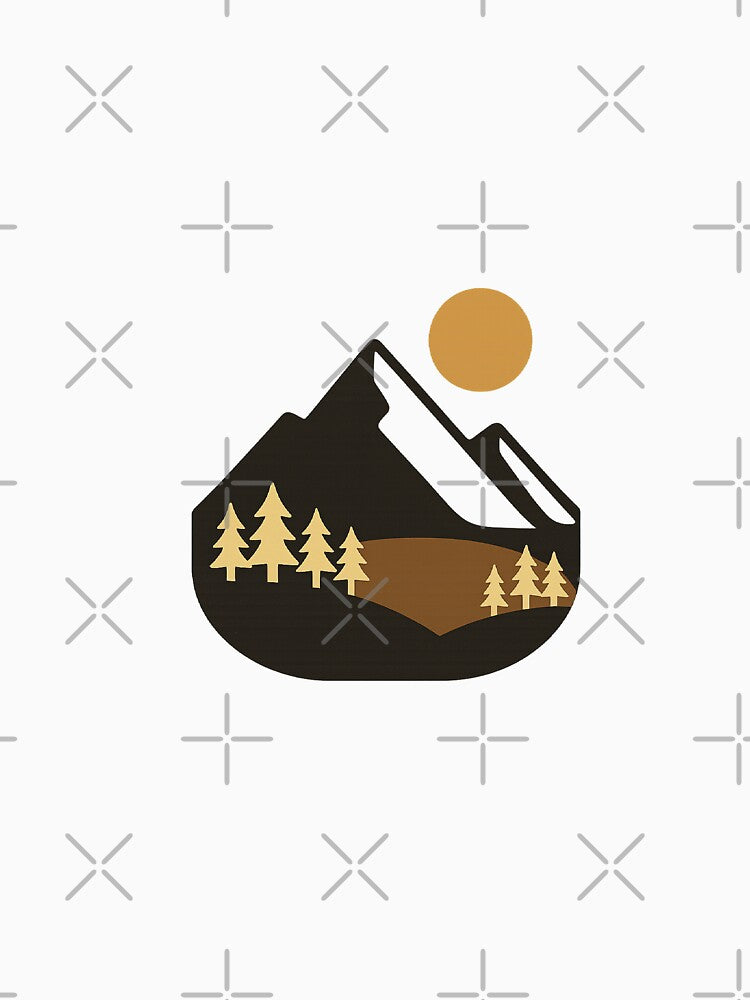 Retro Mountain Landscape – Minimalist Nature Illustration by LunarBones