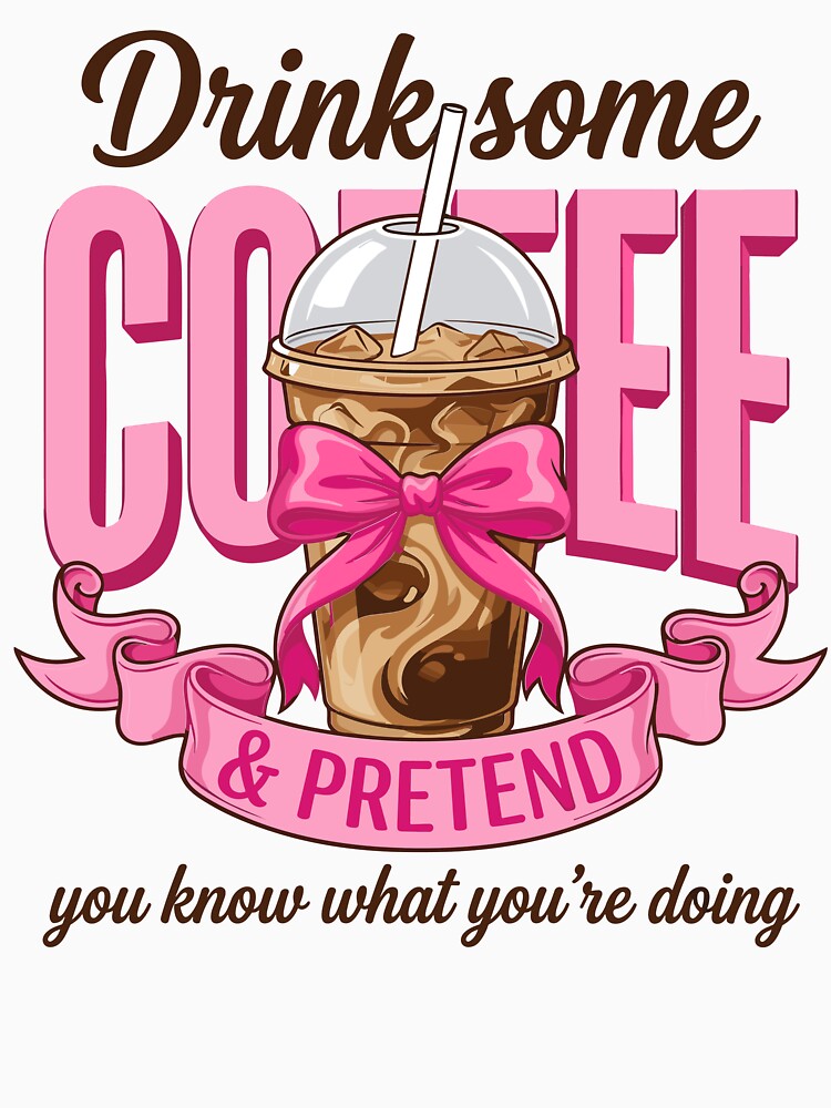 Funny Preppy Iced Coffee Pink Bow Quote by KroghDs