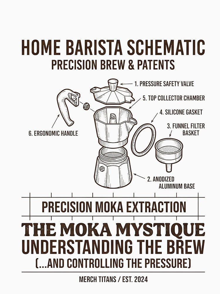 Home Barista Schematic - Vintage Moka Pot Patent & Coffee Art by PhotoArtMC