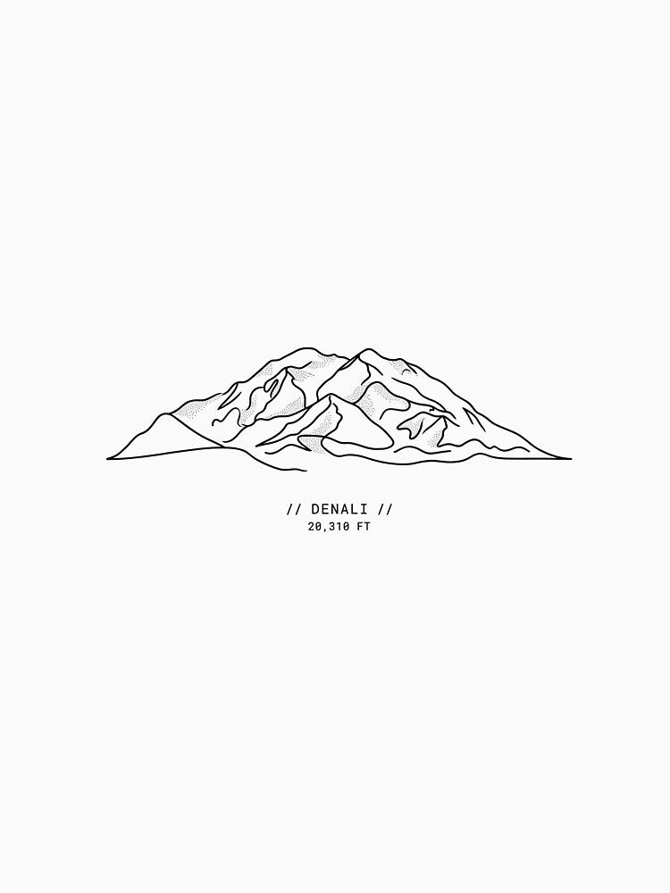 Denali Mountain Alaska Minimalist Line Art (Black edition) by PeakLineStudio