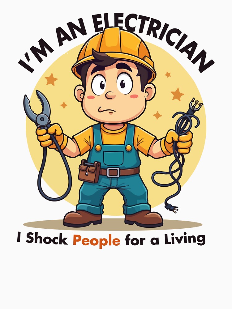 I Shock People for a Living – Funny Electrician Cartoon T-Shirt by Design-Pro-21