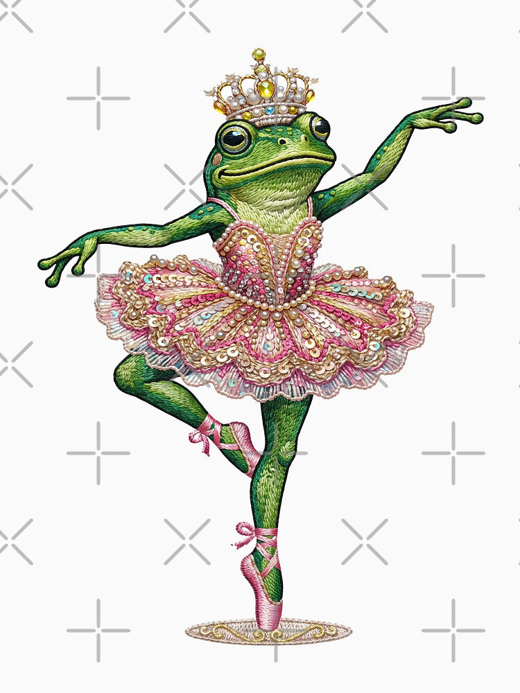 Funny Frog Ballerina In Pink Tutu And Crown by TeeARTHY