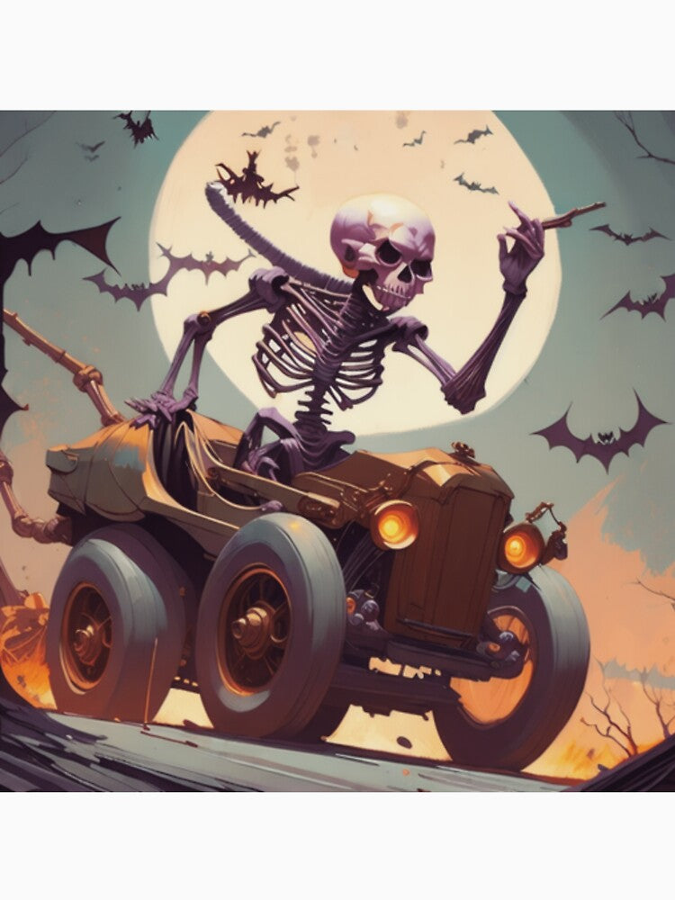 Halloween Skeleton Driving A Car by catchyology
