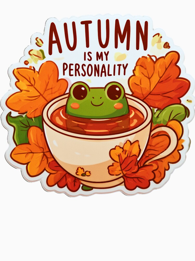 Autumn is My Personality - Cozy Frog in a Cup of Tea by AceEye