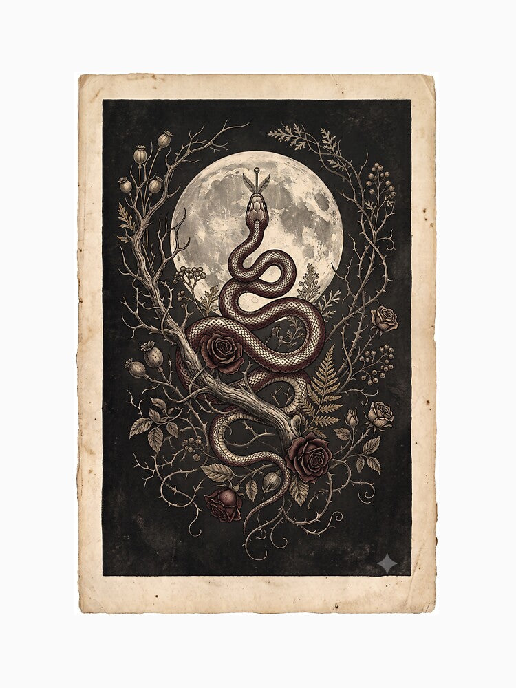 Gothic Snake and Thorned Roses by Nocturnbotanica