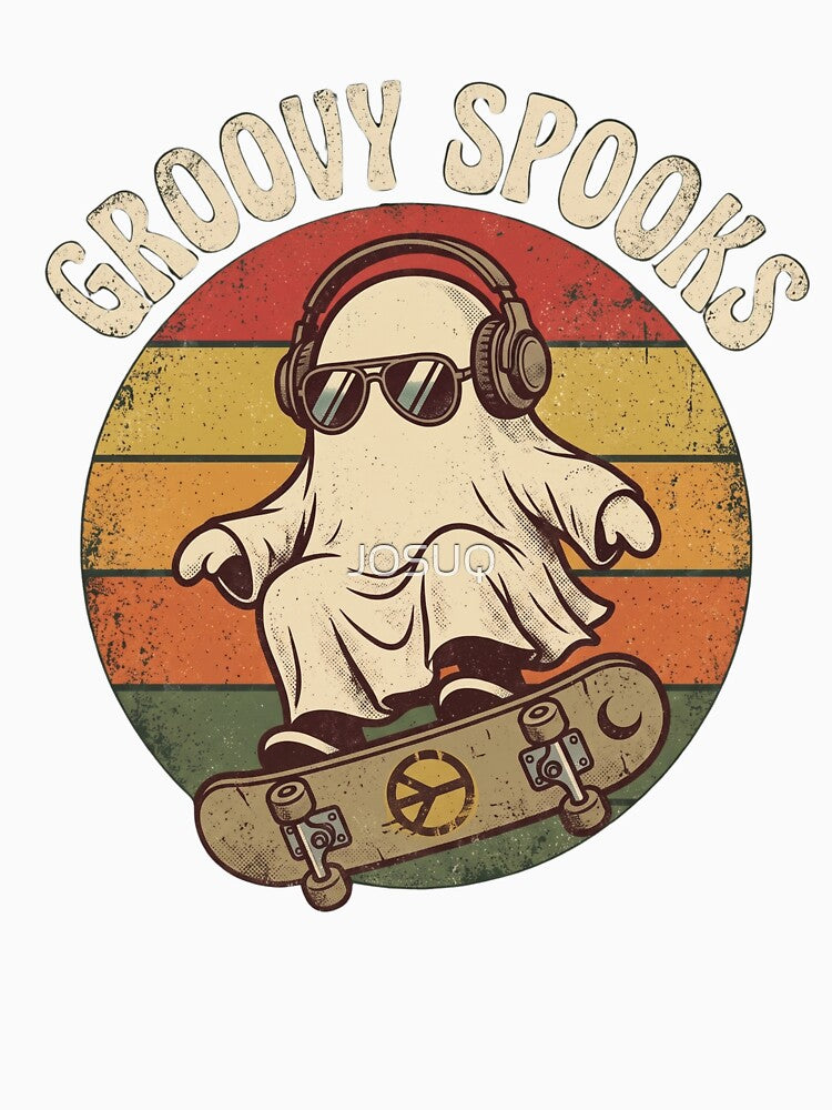 Groovy Spooks Halloween Skateboard Ghost by JOSUQ