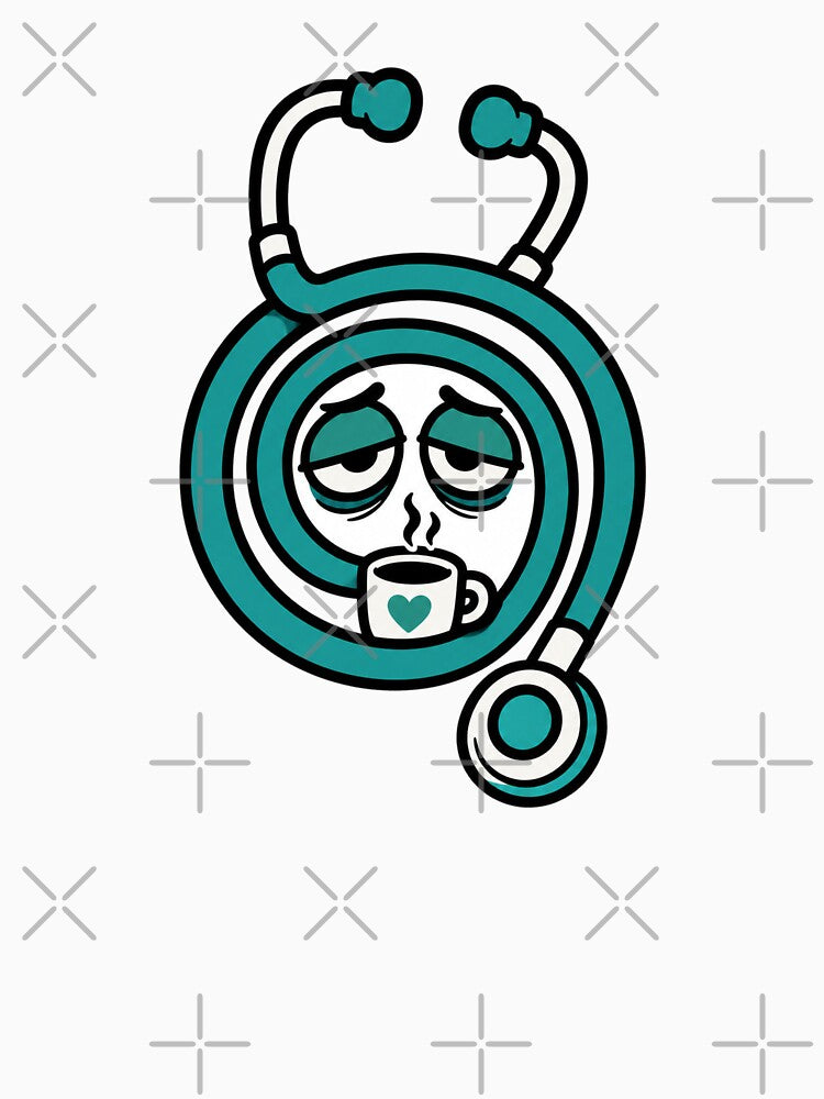 Nurse Burnout Tired Stethoscope Coffee by Alphakenon