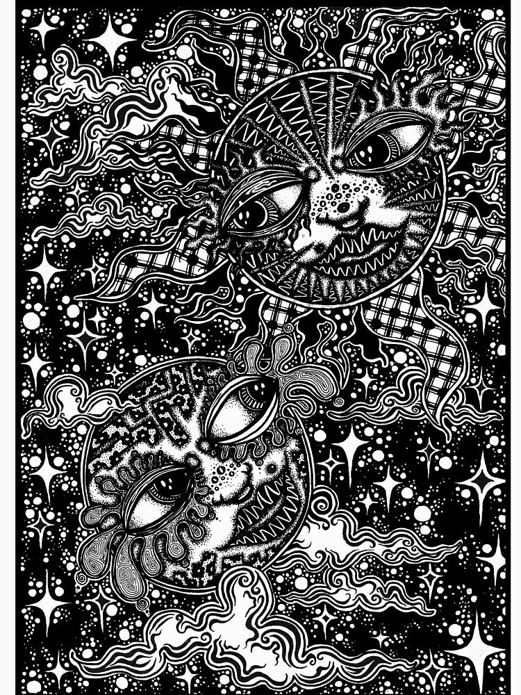 'Interdependence' Sun Moon Stars Celestial Psychedelic Fine Art by MollyDecember