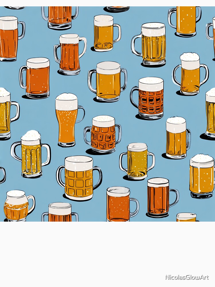 Vintage Beer Mugs Pattern Craft Beer Lover by NicolasGlowArt