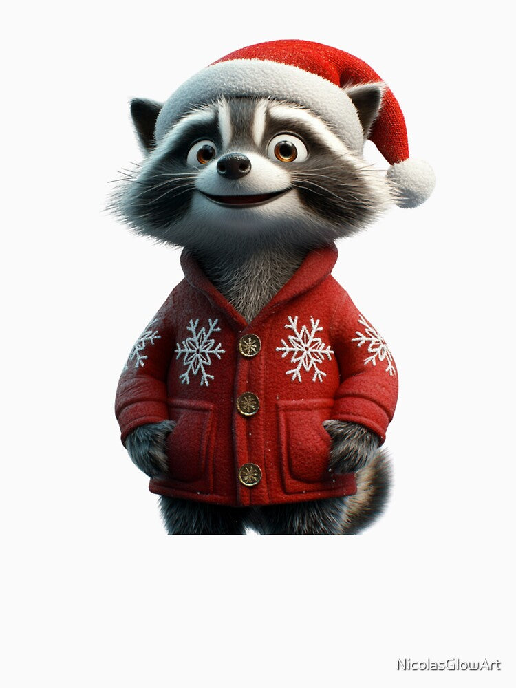 Raccoon Christmas Design by NicolasGlowArt