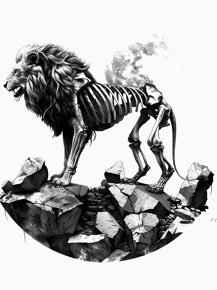 Gothic Skeleton Lion Under The Moon Art by icbgllgpl
