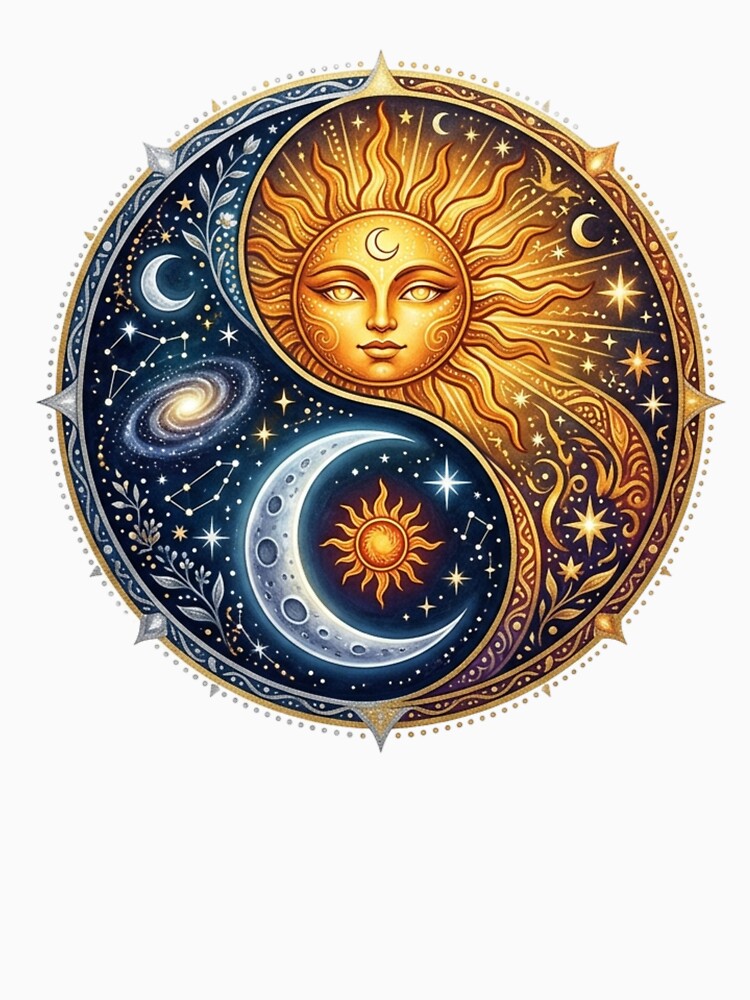 Sun Moon Yin Yang Celestial Art by PriyankaSonara