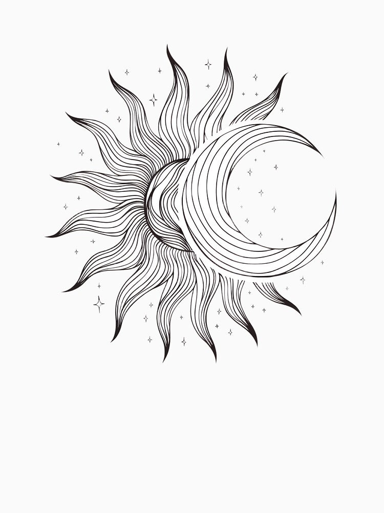 Celestial Sun & Moon Line Art Sticker by Bionson Art