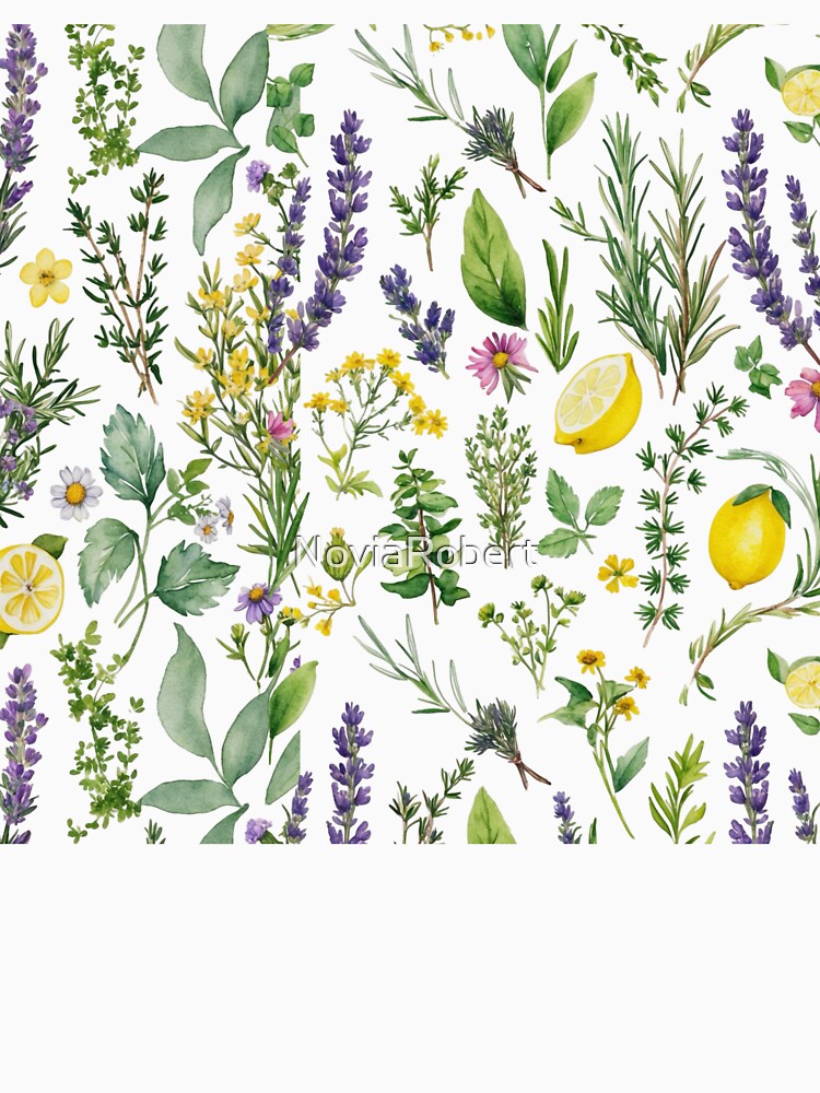 Watercolour Herbs and Wildflowers Botanical Art by NoviaRobert