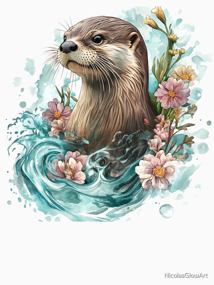 Otter Watercolor Design by NicolasGlowArt