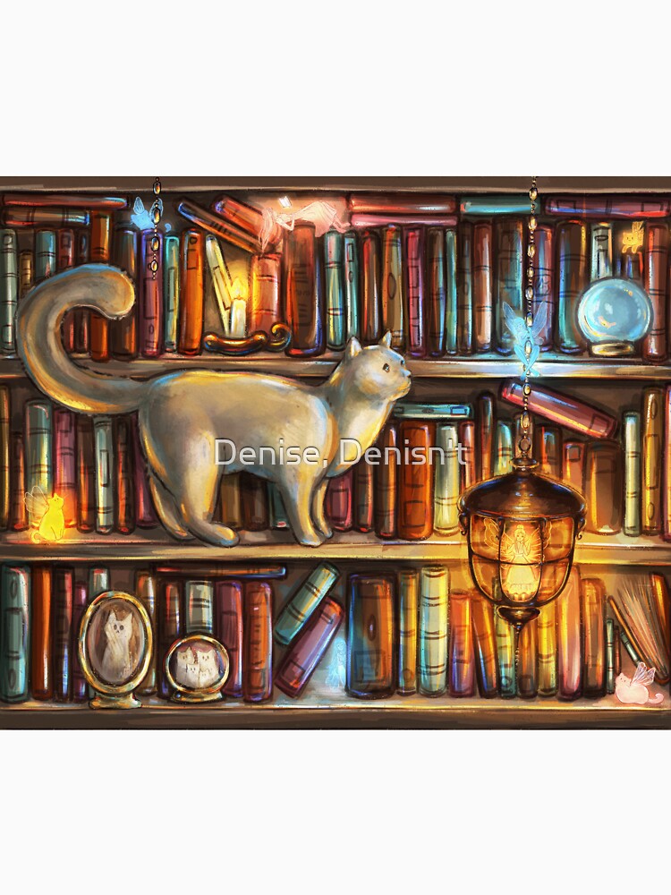 Books, glowing fairies and a cat at the library by Denise, Denisn't