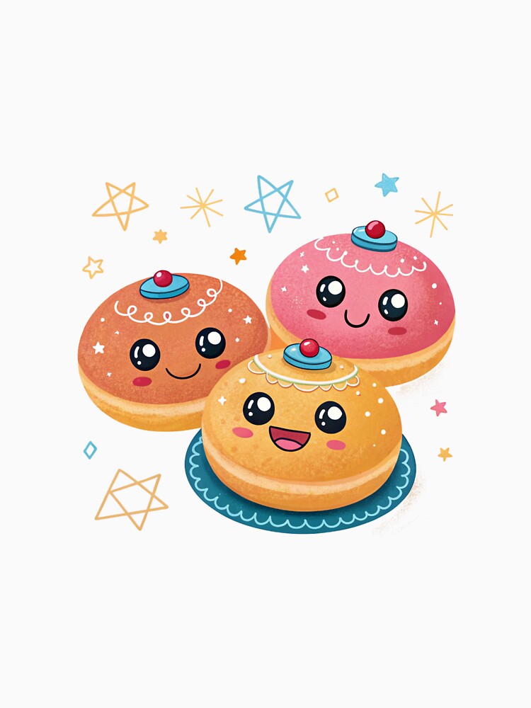 Cute Hanukkah Donuts –Jewish Food Design Illustration by A1MarketDesigne