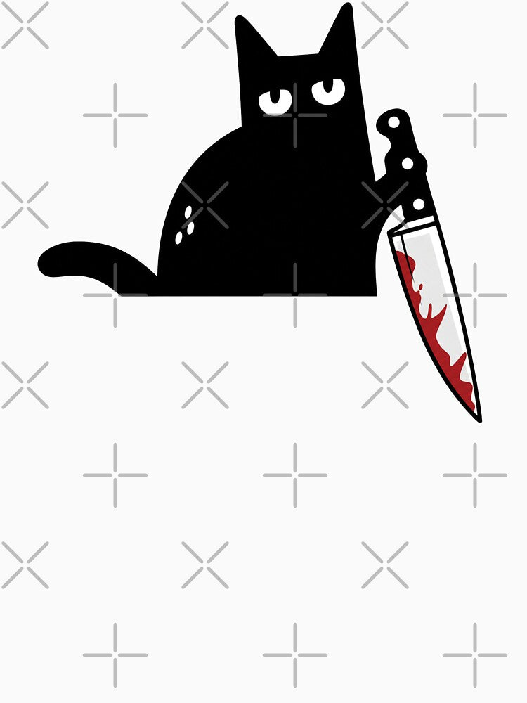 Peeking Murder Cat Doorway, Black Cat with Knife Door Frame by HokutoKaiStore
