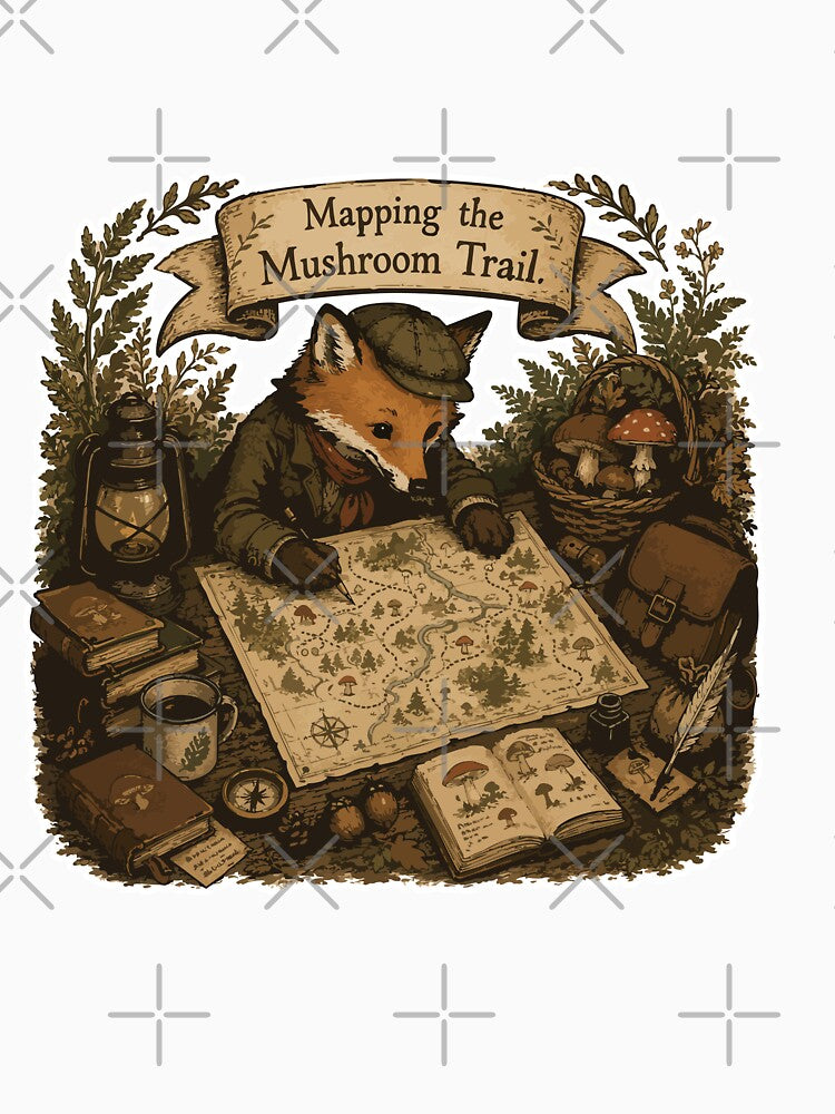 Mapping the Mushroom Trail Fox Foraging Adventure by SimplePoDesign