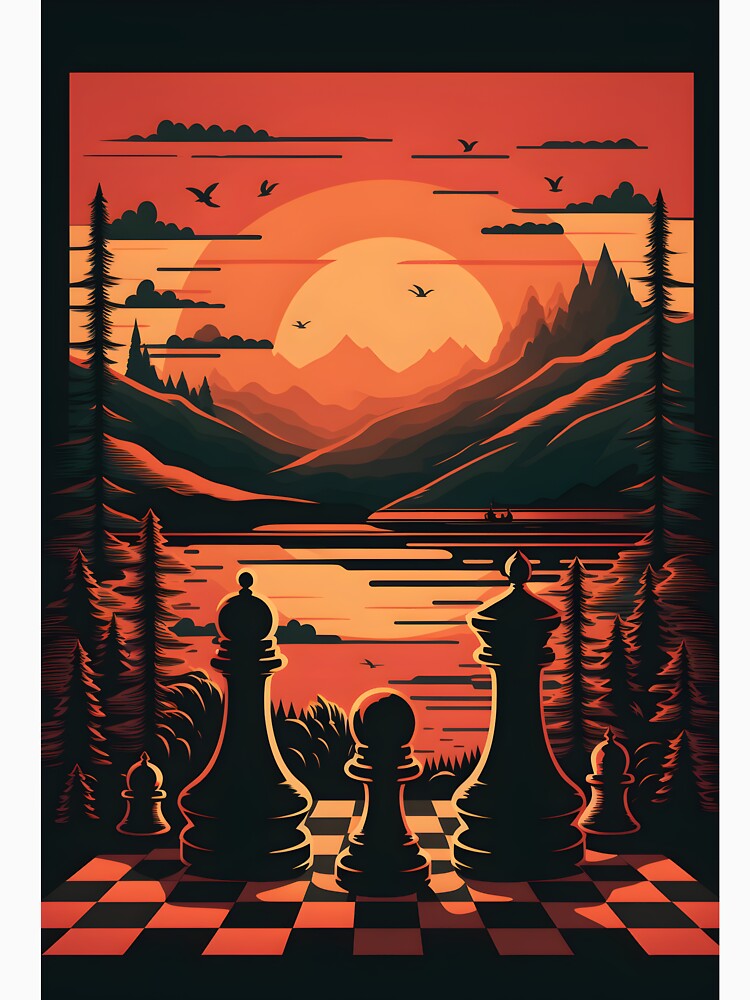 chess rerto sunset by R.L cases and stickers