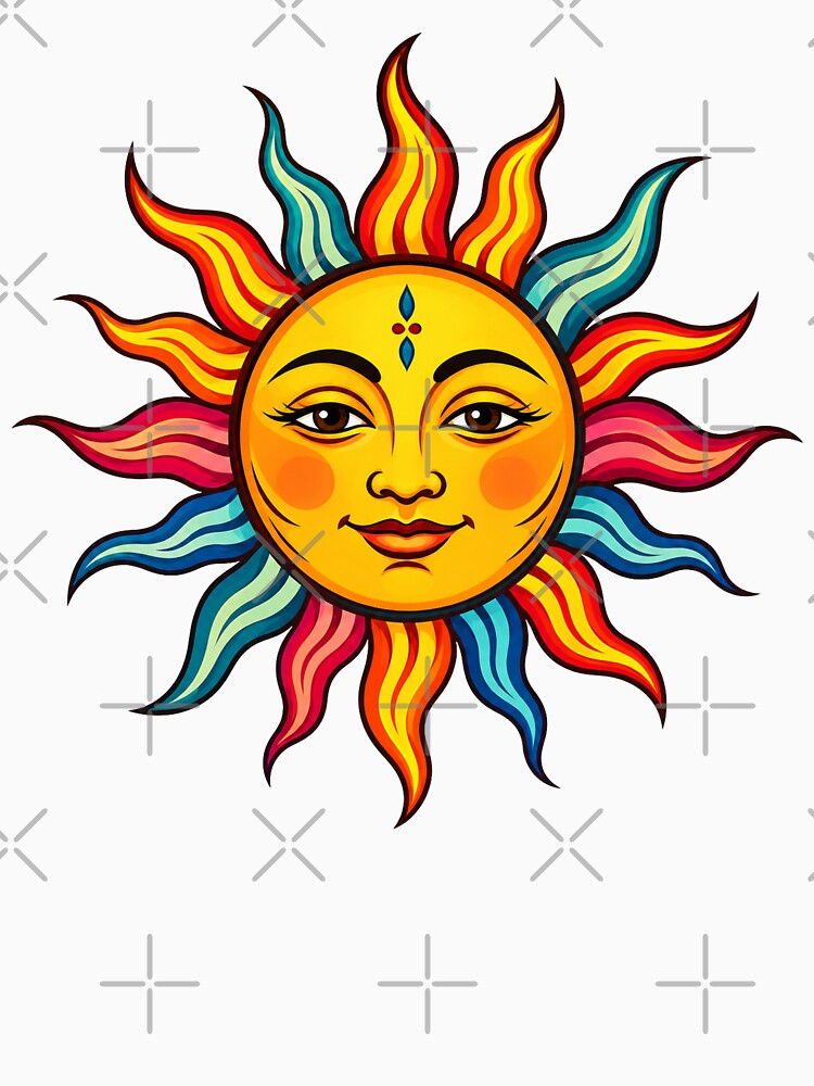 Bohemian Sun Face Celestial Symbol by Myra365Art