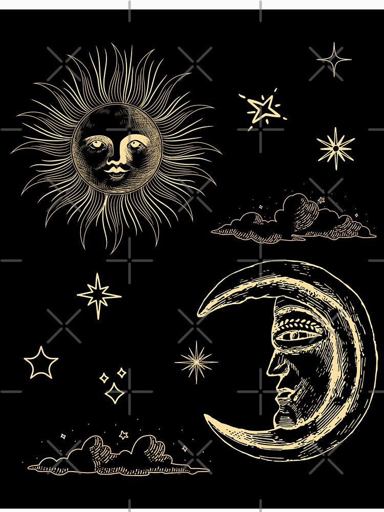 sun and moon celestial trendy line art by cutecrazytshirt