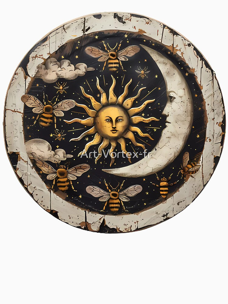 “Celestial Eclipse: Sun, Moon and Bees” by Art-Vortex-fr