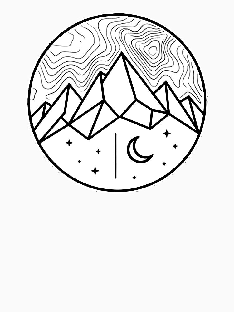 Mountain Moon Geometric Minimalist Hiking National Park Adventure by Yellowriversss