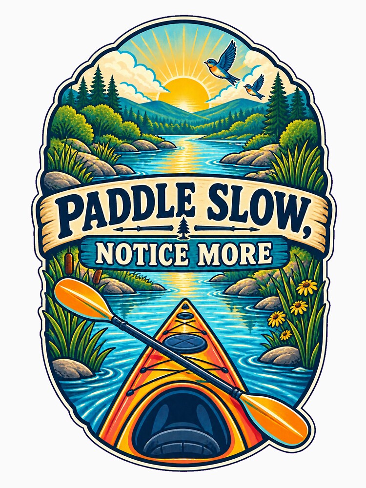 Paddle Slow Notice More Kayaking Adventure Art by CheerfulNest