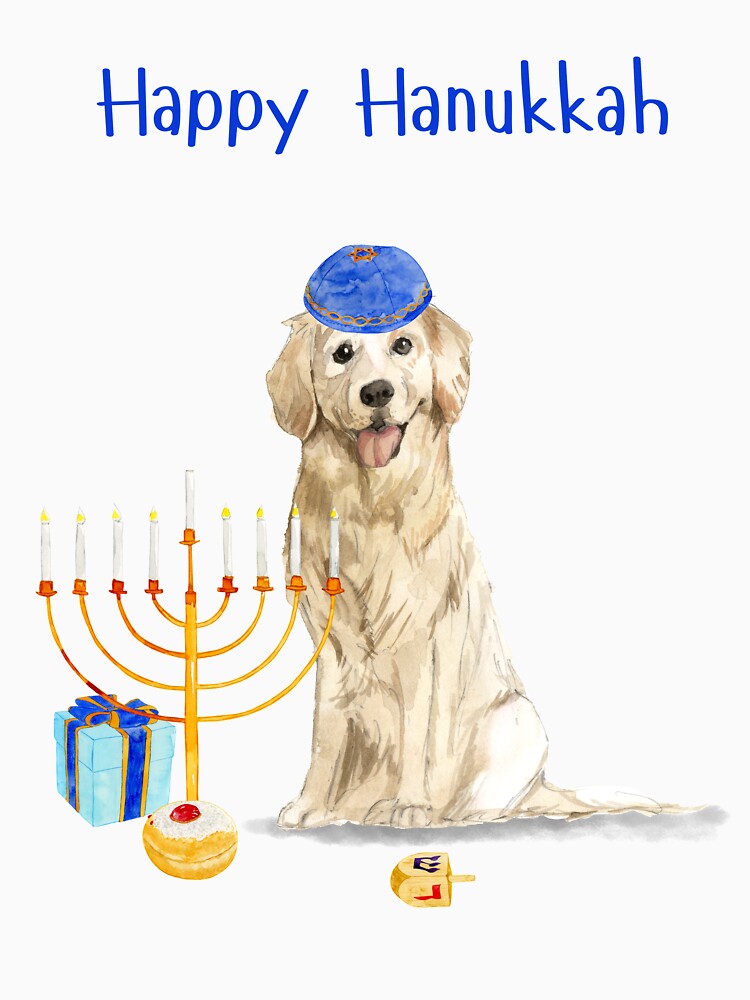 Happy Hanukkah with Golden Retriever Dog by thekosherhub