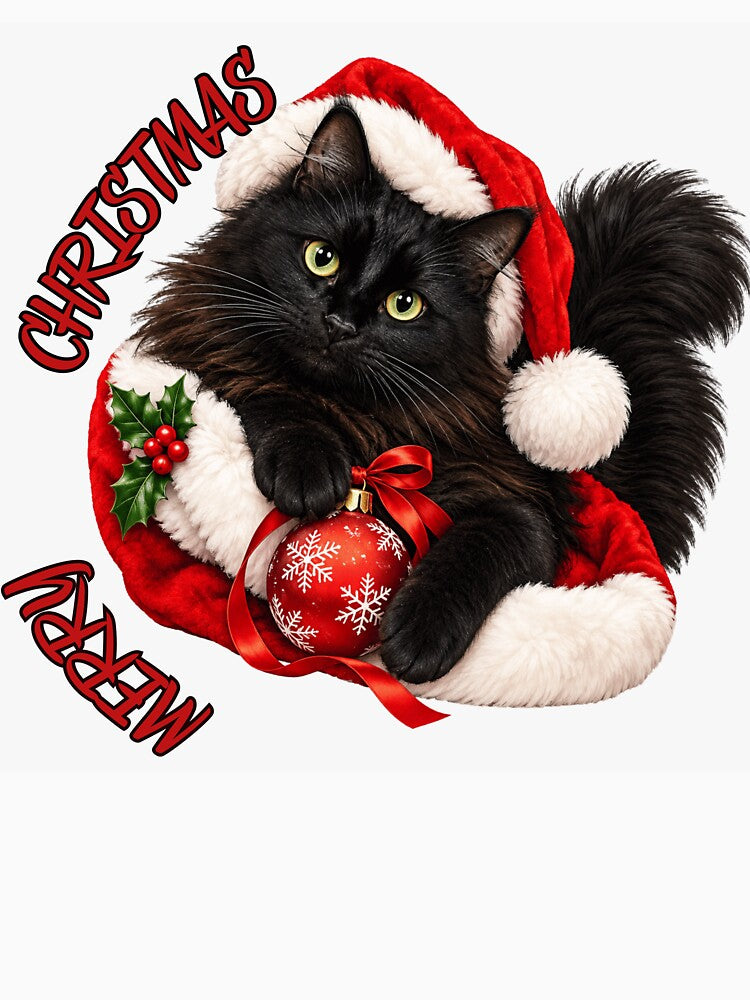 Merry Christmas with Floof Black Cat by lumar23